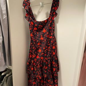Likely Floral Midi Tiered Skirt Slit